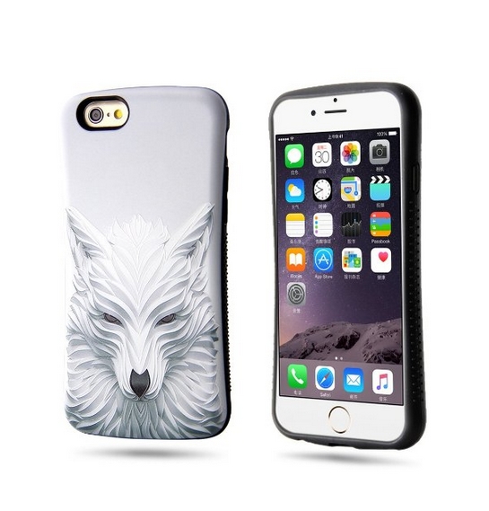 iPhone 6S Case Cartoon Series - 3D Relief Painted Live Animal TPU Back Cover Case for iPhone 6 direwolf